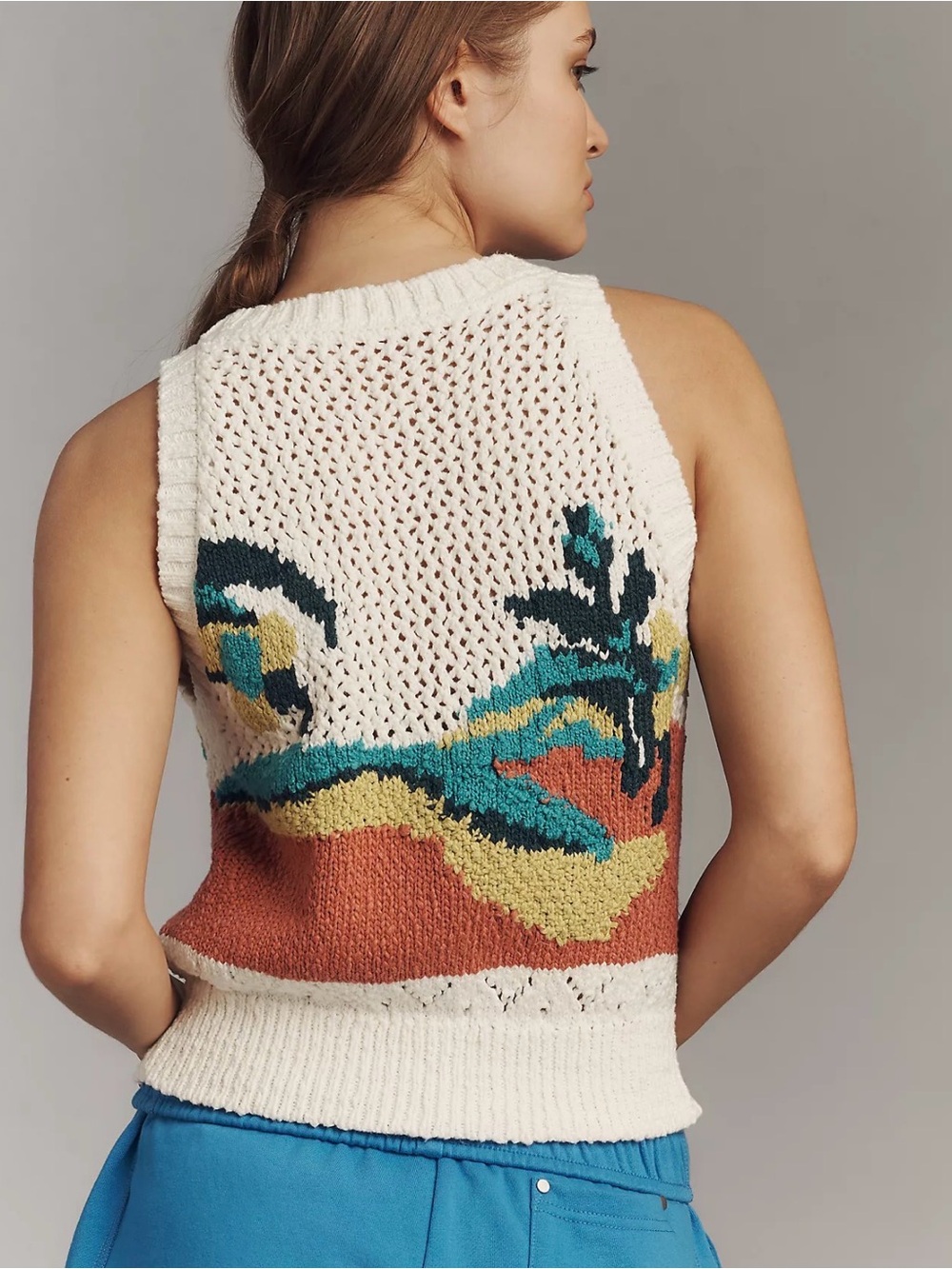 Anthropologie Pilcro V-Neck Open-Knit Sweater Vest NWT - Picture 2 of 8